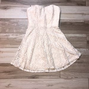 Charlotte Russe Cream Lace Strapless Dress